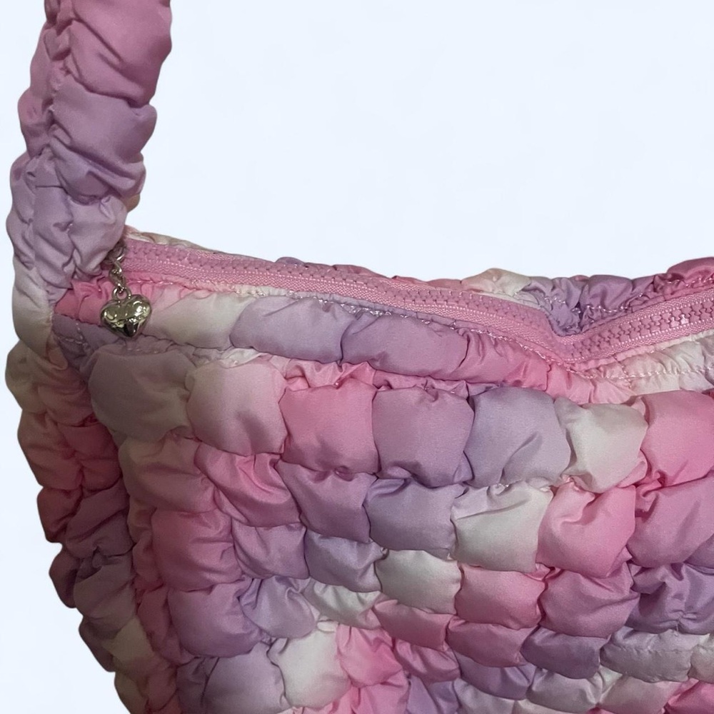Women's Pink and Purple Quilted Bag - Picture 3 of 4